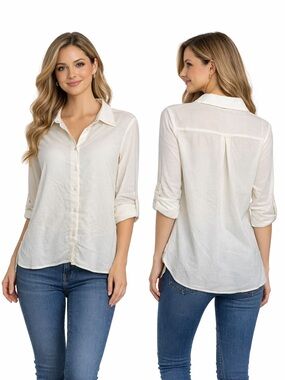 Metaphor Snap Front 3/4 Sleeve Blouse NWT XS